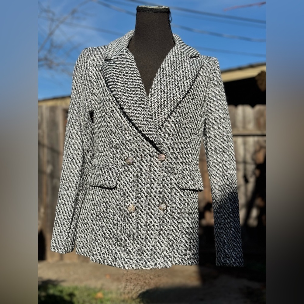 SHEIN LUNE Solid Double Breasted Blazer,Size S - Picture 7 of 15